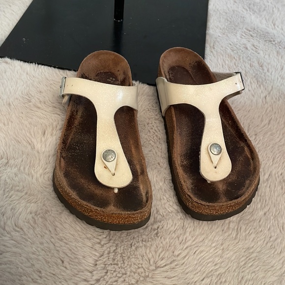 Birkenstock Gizeh off-white glitter size 38 sandal - Picture 2 of 4